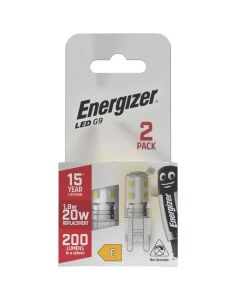 Energizer G9 LED-lampa 1,8W (200lm), 2700K, varmvit, 2 st.