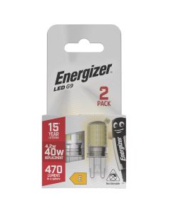 Energizer G9 LED-lampa 4,2W (470lm), 2700K, varmvit, 2 st.