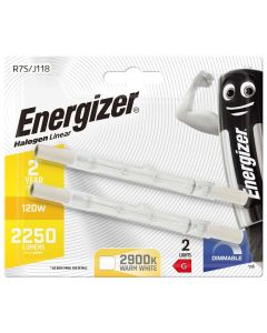 Energizer R7s Halogenlampa 118mm, 120W (2250lm), 2900K, Varmvit, Dimbar, 2st.