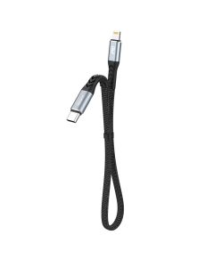 Dudao L10P USB-C 2.0 till Lightning laddnings- och datakabel, textil, svart, 0,23 m