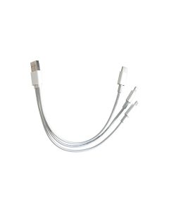 3in1 USB-A 3.0 till Lightning/USB-C/Micro USB data- och laddningskabel, vit, 0,2 m