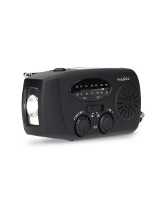 Nedis nödradio Batteri/handvev/solcell/ficklampa/powerbank/FM/AM