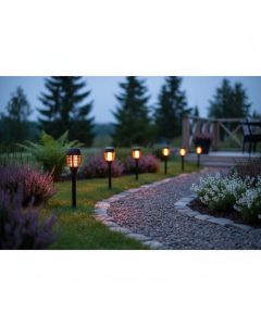 LED-solcellslampa för trädgården med flameffekt - 6 st.