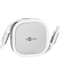 Goobay Självupprullande USB-C-kabel, 1m - Vit