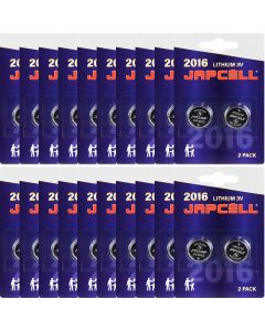 Japcell litium CR2016-batterier - 40 st (20 x 2 st)