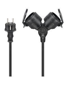 Goobay Utomhus dubbel förlängningssladd, 5 m - svart
