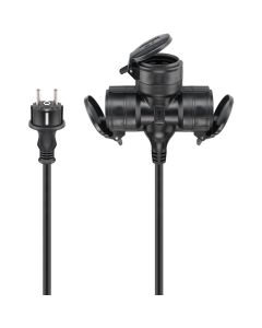 Goobay Outdoor trippel förlängningssladd, 5 m - svart