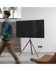 Golvställ för TV Stativ, trälook, kabelfäste, 40" - 65" - Trälook & kabelhantering