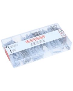 Sortimentslåda med träskruvar/pluggar, TX, 249 st.