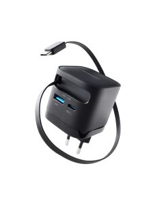 Intenso® USB-C/USB-A Multiport GaN-laddare 65W med USB-C-kabel - Svart