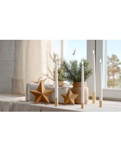 LED-ljuskrona med 3D-flamma & fjärrkontroll, 24cm, 4 st - Vit