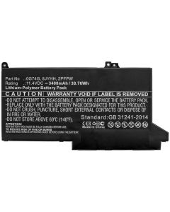 Batteri för Dell 38,76Wh 11,4V 3400mAh