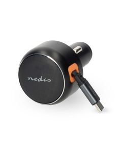 Nedis 30W USB-C billaddare med utdragbar kabel