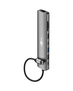 USB-C 3.2-hubb 8-portar - HDMI/RJ45/SD - grå - 0,1 m