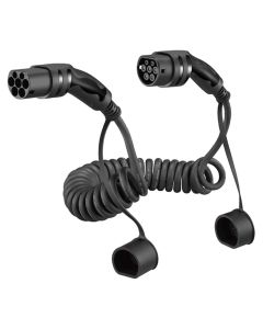 Type 2 Spiral Ladekabel til elbil - 11kW 5m, incl. Taske, sort