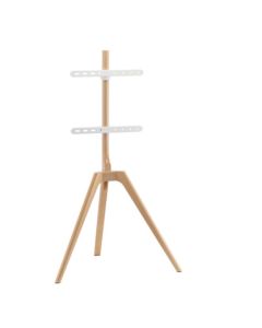 TV-golvstativ Tripod, trälook, kabelfix, 45"- 65" - Vit/Trä