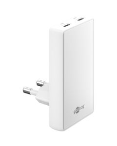 Goobay USB-C PD GaN Power Dual snabbladdare 65 W, platt (2xUSB-C) – Vit