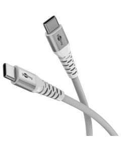 USB-C 2.0 till USB-C laddnings- och datakabel, textil, vit, 2 m
