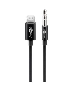 Goobay Lightning till 3,5 mm minijack-ljudkabel, MFI, svart, 1 m