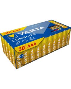 Varta Longlife AAA/LR03 alkaliska batterier – 30 stycken