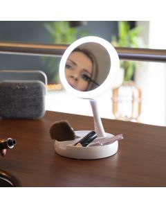 Grundig sminkspegel med LED, hopfällbar