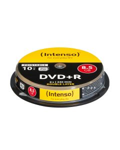 Intenso® DVD+R 8,5 GB, 8x hastighet, dubbelskikt – 10 stycken på spindel (utskrivbar)