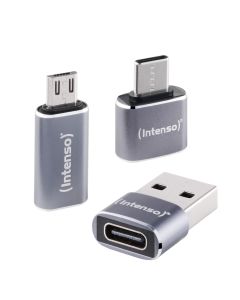 Intenso® USB 2.0-adapter i aluminium, blandat paket – 3 stycken