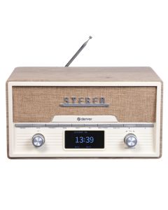 Denver MDA-525LW DAB+-radio med FM, USB och Bluetooth, ljus trä
