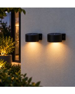 Solcellsdriven vägglampa, downlight – 2 st