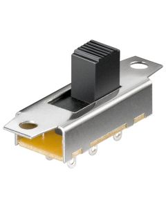 Slide switch - 2x UM, 6 Pins, silver/brass