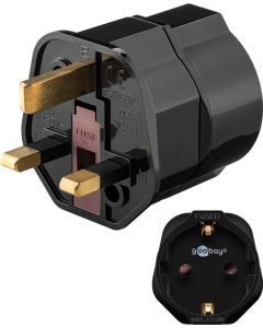 Power Adapter Schuko med jord (Type F, CEE 7/4) > UK 3-pin hanstik (Type G, BS 1363)