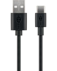 USB-C lade- og datakabel, sort 0,5m