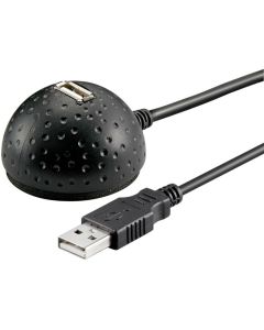 USB-A 2.0 förlängningskabel med skrivbordsfot, svart, 1,5m  