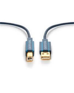 Clicktronic USB-A 2.0 till USB-B datakabel, blå, 3m  