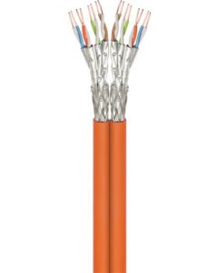CAT 7A Duplex nätverkskabel, S/FTP (PiMF), orange, 100 m kabelrulle