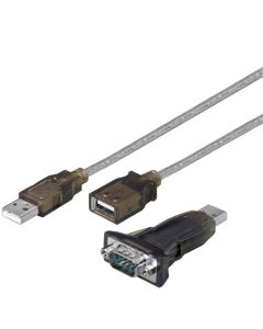 USB seriell RS232 konverter mini, svart, 1,5 m