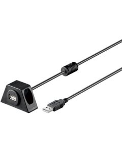 USB 2,0 Hi-Speed förlängningssladd med monteringsram, svart, 2 m,