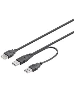 USB 2,0 Hi-Speed dubbelt-Power kabel, svart, 0,3 m,