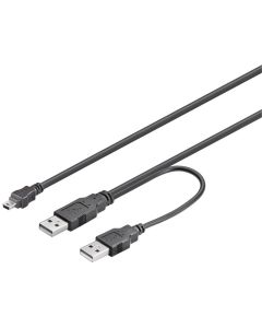 USB 2,0 Hi-Speed dubbel-Powerkabel, svart, 0,6 m,