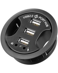 3 port USB 2,0 Hi Speed In-Desk HUB + audio, 1,5 m