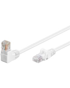 CAT 5e patchkabel 1x 90°-vinklad, U/UTP, vit, 1 m