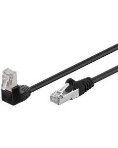 CAT 5e patchkabel 1x 90°-vinklad, F/UTP, svart, 10 m