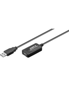 Aktiv USB 2,0 förlängningssladd, svart, 10 m