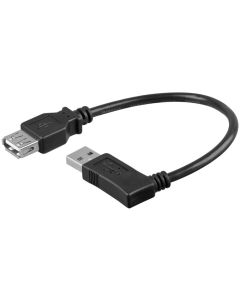 USB 2,0 Hi-Speed förlängningssladd 90°, svart, 0,3 m