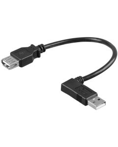 USB 2,0 Hi-Speed förlängningssladd 90°, svart, 0,15 m