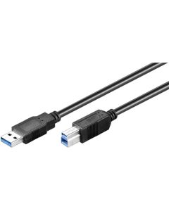 USB-A 3.0 till USB-B datakabel, svart, 0,5m  
