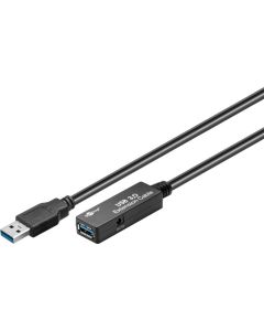 Aktiv USB 3,0 förlängningssladd, svart, 5 m