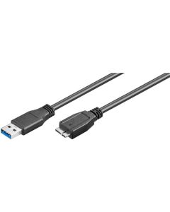 USB 3,0 SuperSpeed-kabel, svart, 0,5 m