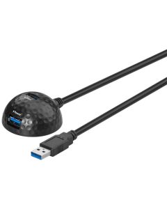 USB 3,0 Hi-Speed förlängningssladd med skrivbordsfot, svart, 1,5 m