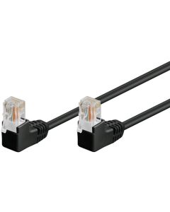 CAT 5e patchkabel 2x 90°-vinklad, U/UTP, svart, 1 m